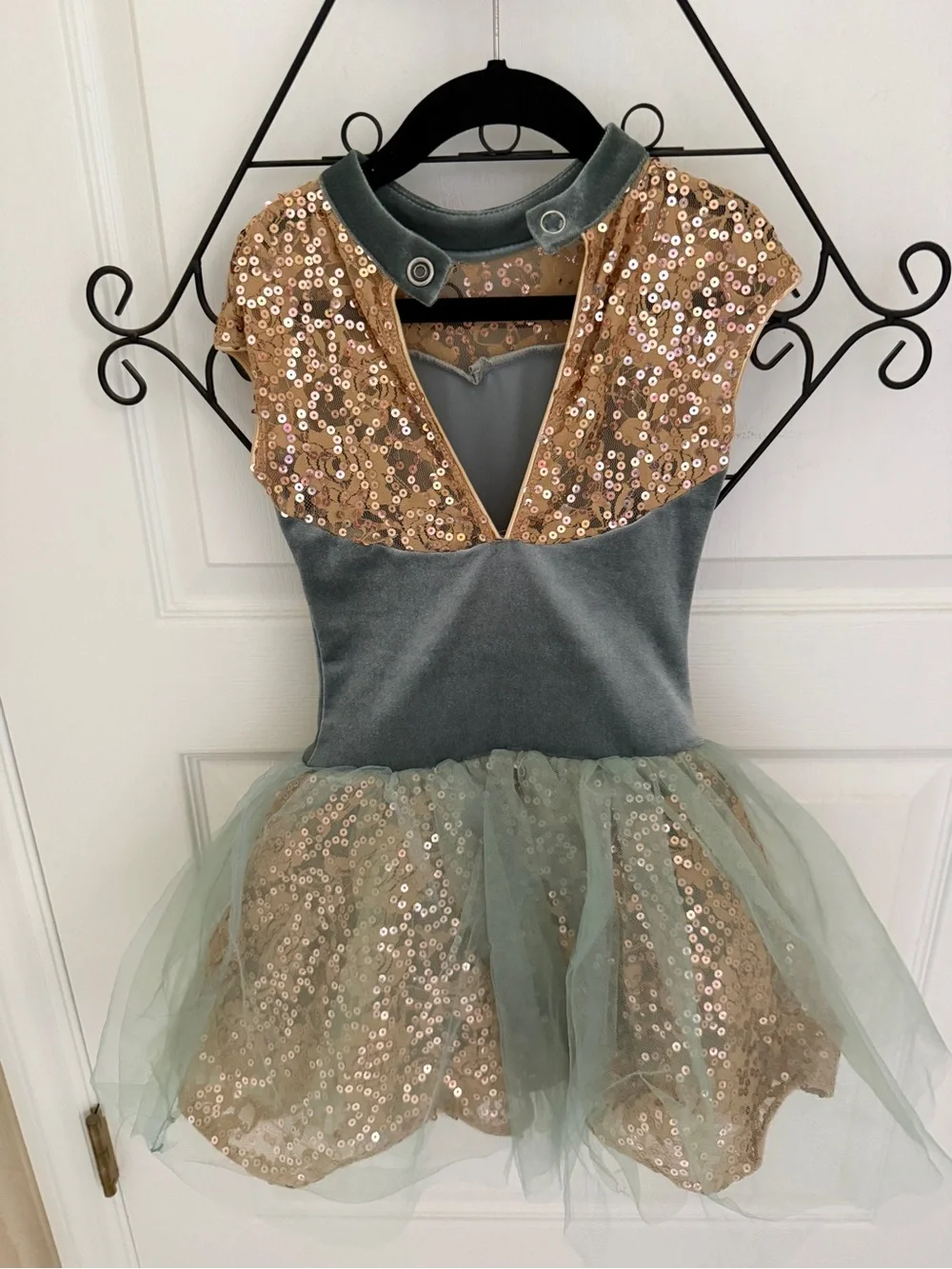 Revolution Sage Green and Gold Sequin Dance Tutu Dress